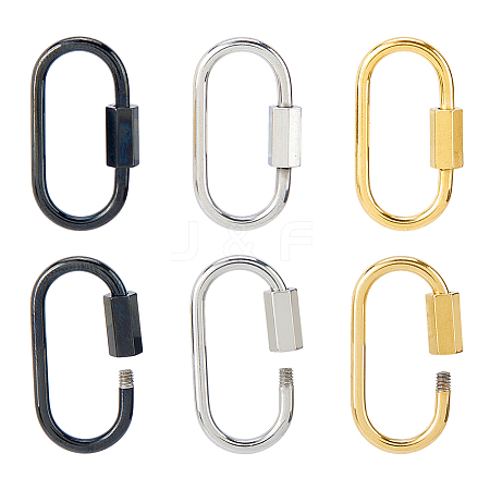 6Pcs 3 Colors 304 Stainless Steel Screw Carabiner Lock Charms STAS-HS0001-74-1