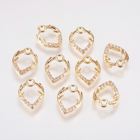 Brass Micro Pave Cubic Zirconia Charms KK-A144-055G-1