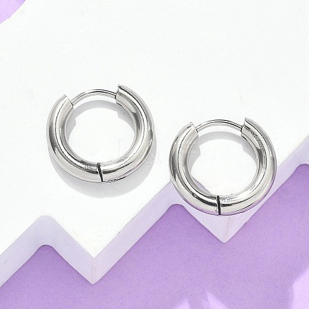 Tarnish Resistant 304 Stainless Steel Huggie Hoop Earrings EJEW-F111-16mm-P-1