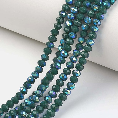 Electroplate Opaque Solid Color Glass Beads Strands EGLA-A034-P8mm-L06-1