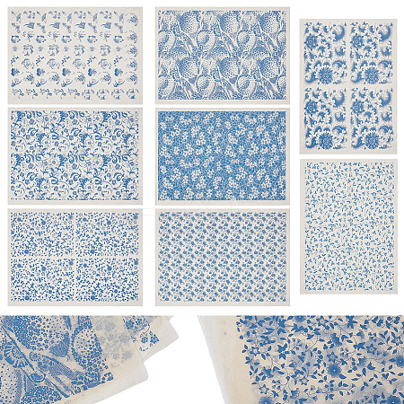 8Sheets 8 Styles Paper Ceramic Decals CELT-GF0001-03-1
