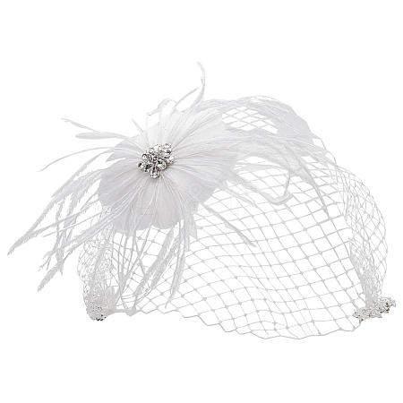 Bridal Wedding Mesh Feather Fascinator Hats Hair Chips OHAR-WH0011-47A-1