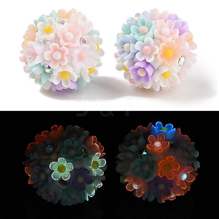 Handmade Luminous Polymer Clay Rhinestone Beads CLAY-H003-04A-1