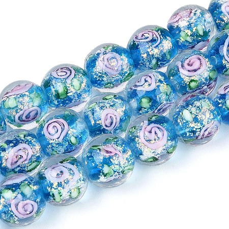 Handmade Foil Glass Beads Strands FOIL-N033-04C-1