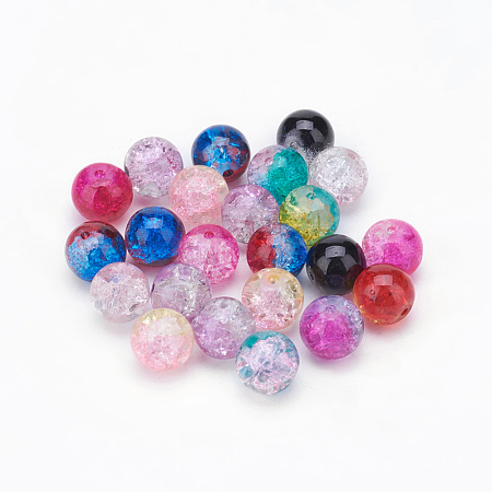Two Tone Crackle Glass Beads X-CCG-Q002-10mm-M-1