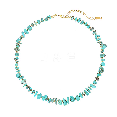 Fashionable Synthetic Turquoise Chip Beads Necklace for Women PU8825-4-1