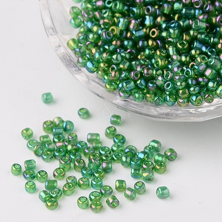 Transparent Colours Rainbow Round Glass Seed Beads X-SEED-A007-3mm-167B-1