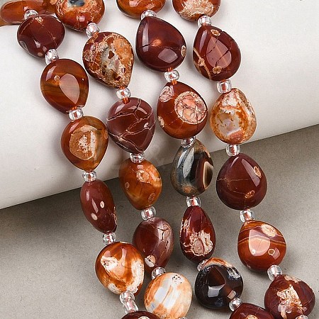 Natural Fire Crackle Agate Beads Strands G-K393-E01-10x12-1
