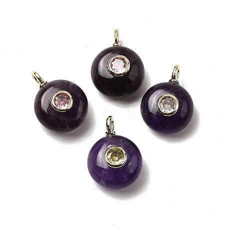 Natural Amethyst Flat Round Pendants G-H318-01G-A-05-1