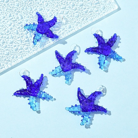 5Pcs Handmade Lampwork Pendants LAMP-YW0001-67D-1