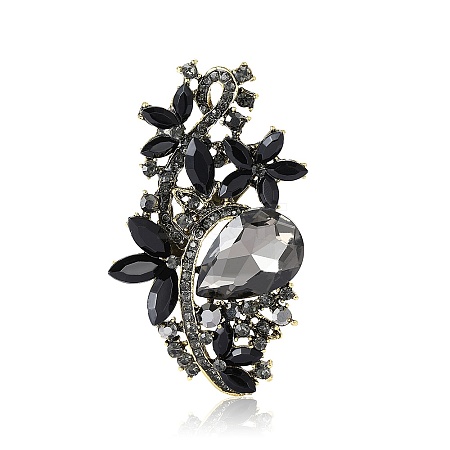 Flower Alloy & Glass Brooch PW-WGC0DFD-05-1