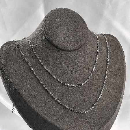 Brass Double Layer Necklaces NJEW-D302-51P-1