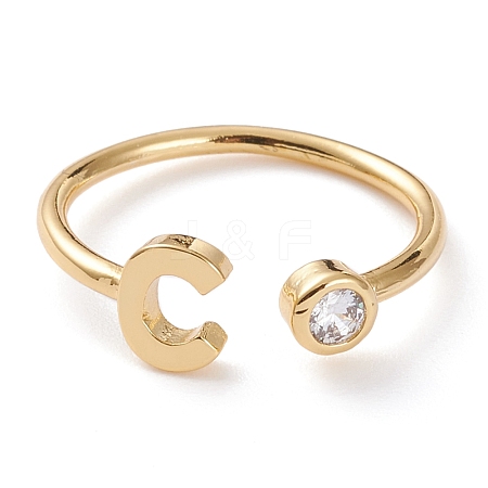 Brass Micro Pave Clear Cubic Zirconia Cuff Rings RJEW-Z005-C-G-1
