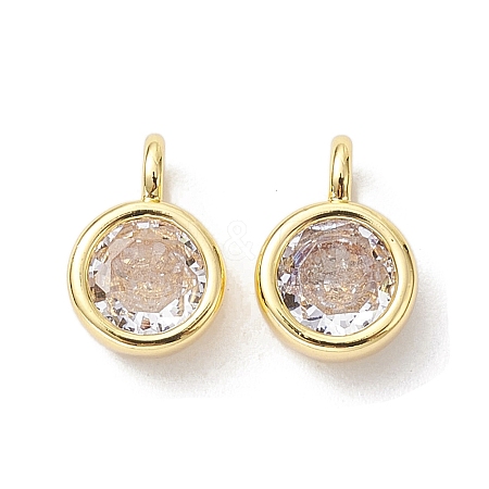 Brass Micro Pave Clear Cubic Zirconia Pendants X-KK-K360-13G-1