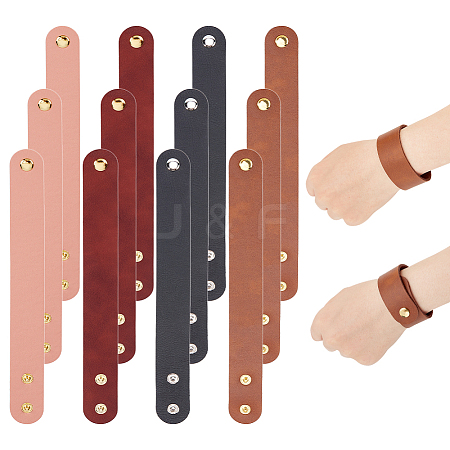 12Pcs 4 Styles Adjustable Leather Cord Bracelets BJEW-OC0001-26-1