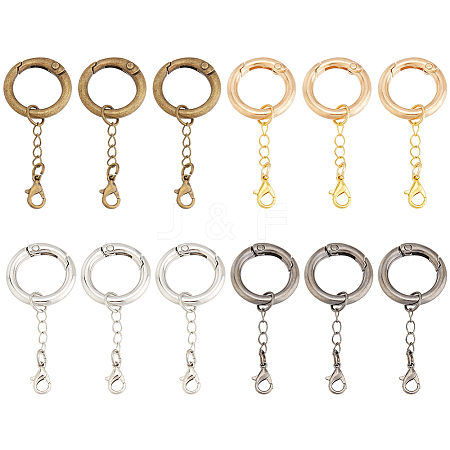 16Pcs 4 Colors Alloy Spring Gate Rings HJEW-AB00522-1