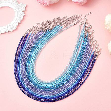 3MM Gradient Color Glass Seed Beaded Choker Necklaces for Women NJEW-JN05876-1