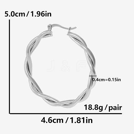 Stylish Minimalist 304 Stainless Steel Twist Hoop Earrings JU4605-1-1