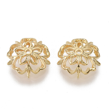 5-Petal Brass Fancy Bead Caps X-KK-F727-85G-NF-1