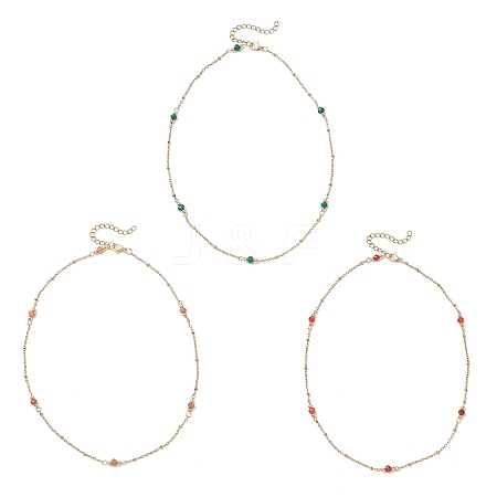 3Pcs 3 Colors 304 Stainless Steel Satellite Chain Necklaces for Women NJEW-JN05572-1