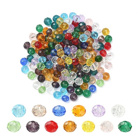 200Pcs Faceted Rondelle Transparent Glass Beads GLAA-YW0001-83-1