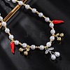Brass Micro Pave Clear Cubic Zirconia Beaded Necklaces NJEW-Z059-06GP-3