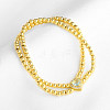 Brass Pave Cubic Zirconia Heart Round Beaded Stretch 2-Strand Bracelets for Women WG63F7B-02-1