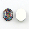 Mixed Pattern Glass Oval Flatback Cabochons for DIY Projects GGLA-R022-40x30-100-2