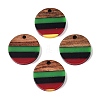 Jamaican Colour Epoxy Resin & Walnut Wood Pendants RESI-N039-122A-1