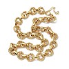 304 Stainless Steel Textured Double Ring Link Chain Necklaces NJEW-S453-02G-B-4