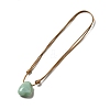 Natural Green Aventurine Triangle Pendant Necklace with Waxed Cord for Women NJEW-G093-01E-3