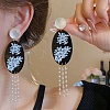 Alloy & Resin Pearl Tassel Stud Dangle Earrings EJEW-G466-04G-1
