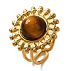 Round Natural Tiger Eye Finger Rings RJEW-Q822-16G-01-1
