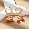 Cherry Brass Enamel Hoop Earrings EJEW-M077-14G-01-1