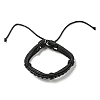 6Pcs 6 Style Adjustable Braided Imitation Leather Cord Bracelet Set with Waxed Cord for Men BJEW-F458-06-3