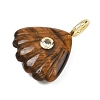 Natural Tiger Eye Carved Pendants G-G330-02G-10-2