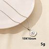 Stylish Stainless Steel Rhinestones Flat Round with Evil Eye Pendant Necklace QQ6499-1-1