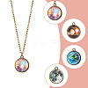 FIBLOOM 4Pcs 4 Style Luminous Glass Round Planet Pendant Necklaces Set NJEW-FI0001-02-3