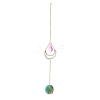 Natural Aquamarine Chips & Agate Slice Suncatcher AJEW-C048-01E-1