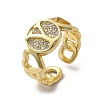Brass Micro Pave Clear Cubic Zirconia Open Cuff Rings for Women RJEW-K289-02G-Y-4