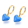 Ion Plating(IP) Enamel Heart Dangle Hoop Earrings EJEW-T018-01A-2