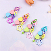 WADORN 4Pcs 4 Colors Plastic Colorful Matte Heart Pendant Keychain with Flower Chains Mobile Accessories Decoration HJEW-WR0001-07-5