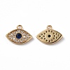 Brass Micro Pave Clear & Marine Blue Cubic Zirconia Charms KK-E068-VF264-1