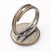 Adjustable Brass Pad Finger Ring Settings X-KK-D527-13AB-4