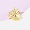 Ocean Theme Brass Cuff Rings RJEW-C135-01G-06-1