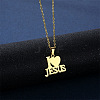 Word I Love Jesus 304 Stainless Steel Pendant Necklaces & Stud Earrings Sets FS-WGBBC94-01-3