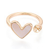 Heart Brass Shell Cuff Ring Settings X-KK-T076-74G-2