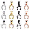 DICOSMETIC 12Pcs 4 Colors Brass Micro Pave Clear Cubic Zirconia Charms KK-DC0003-84-1