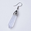 Natural Quartz Crystal Dangle Earrings EJEW-K069-A01-1