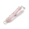 3Pcs 3 Styles Electroplated Natural Quartz Crystal Pointed Copper Wire Wrapped Pendants PALLOY-JF03767-05-3